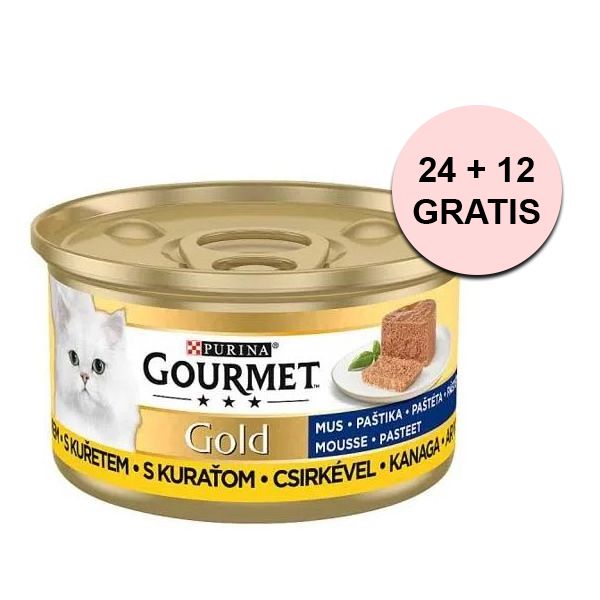Gourmet Gold konzerva pre mačky kura paštéta 85 g, 24+12 ks ZADARMO