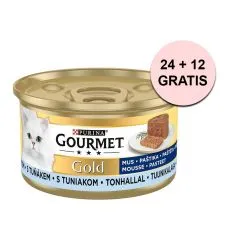 Gourmet Gold konzerva pre mačky tuniak pa&scaron;t&eacute;ta 85 g, 24+12 ks ZADARMO