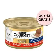 Gourmet Gold konzerva pre mačky hov&auml;dzie pa&scaron;t&eacute;ta 85 g, 24+12 ks ZADARMO
