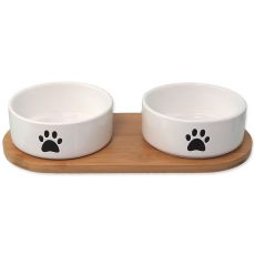Dog Fantasy Set keramické misky s podtáckou biele 2 x 400 ml