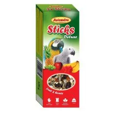 Avicentra Deluxe tyčinky pre veľk&eacute; papag&aacute;je - ovocie a med, 2 ks