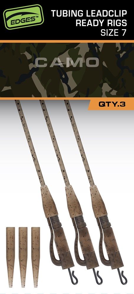 Edges Camo Tubing Leadclip Ready Rigs Size 7 3pcs