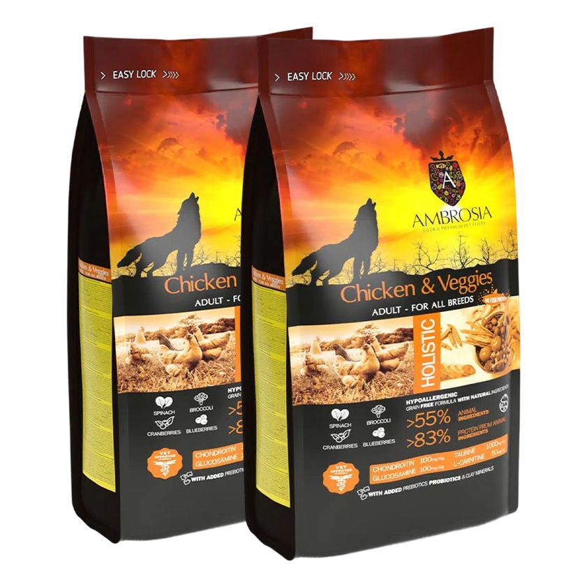 Ambrosia Adult All Breeds Chicken & Veggies 2 x 12 kg