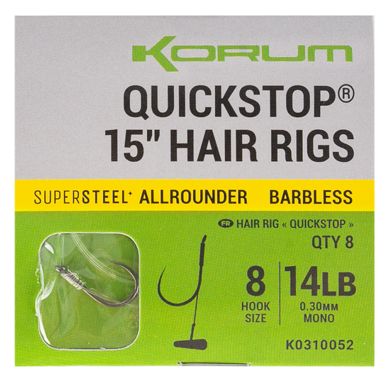 Korum BIG FISH Quickstop Hair Rig Barbless 38cm/hook size 10