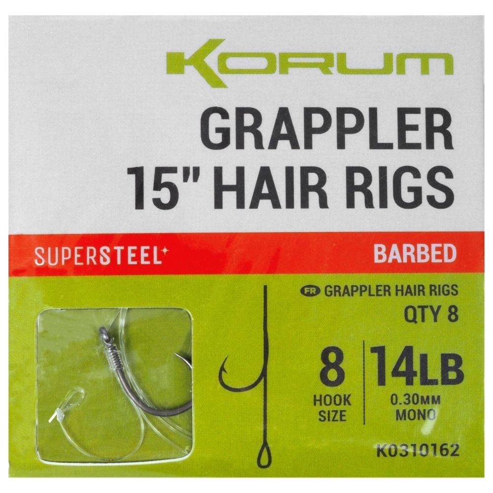 Korum GRAPPLER Hair Rig Barbed 38cm/0.28mm hook size 10