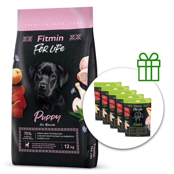Fitmin FOR LIFE Puppy 12 kg + 5x Fitmin For Life Rings ZADARMO