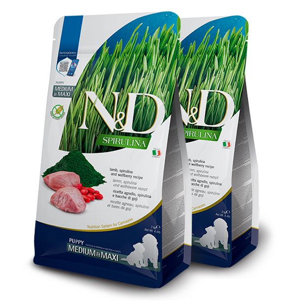 Farmina N&D dog SPIRULINA (GF) puppy medium & maxi, lamb 2 x 7 kg