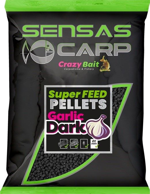Sensas CARP Super Feed Pellets 2mm/650g Garlic Dark