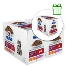 Hill's Prescription Diet i/d Starostlivosť o tr&aacute;venie kapsička pre mačiatka kura 12 x 85 g, 2+1 ZADARMO