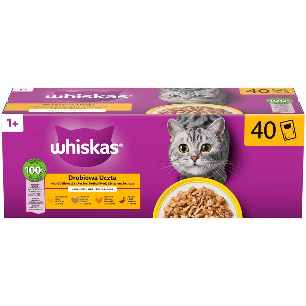 Whiskas kapsička Hydinové hody v želé 40 x 85 g