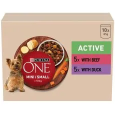 Purina ONE Mini Dog Active kapsičky pre psov hov&auml;dzie, kačica v &scaron;ťave 10x85 g