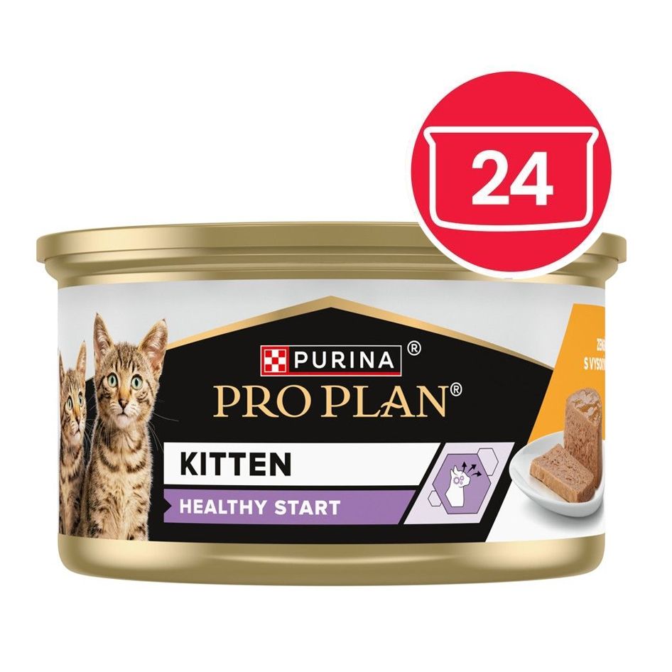 PRO PLAN Kitten Healthy Start paštéta pre mačiatka s kuraťom 24 x 85 g