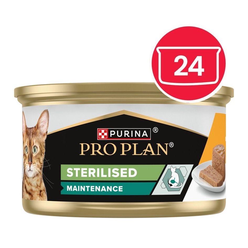 PRO PLAN Sterilised Maintenance paštéta pre mačky kura 24 x 85 g