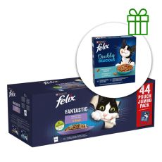 Felix Fantastic kapsičky pre mačky hov&auml;dzie, kura, losos, tuniak v žel&eacute; 44x85g + granule ZADARMO