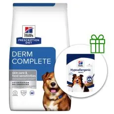 Hill's Prescription Diet Derm Complete Alergia a starostlivosť o kožu pre psov 4 kg + pamlsky ZADARMO