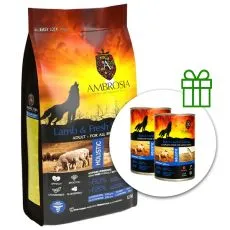 Ambrosia Adult All Breeds Lamb & Fresh Salmon 12 kg + 2 konzervy ZADARMO