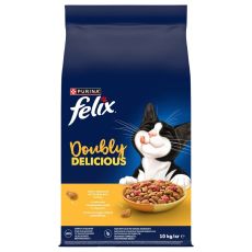 Felix Doubly Delicious granule pre mačky kura, morka 10 kg