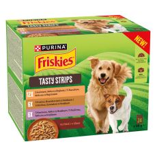 Friskies Tasty Strips kapsičky pre psov kura, morka, kačica v &scaron;ťave 24 x 85 g