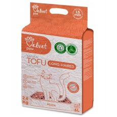 Podstielka pre dlhostrst&eacute; mačky Velvet Paw Tofu s broskyňovou esenciou 6 l