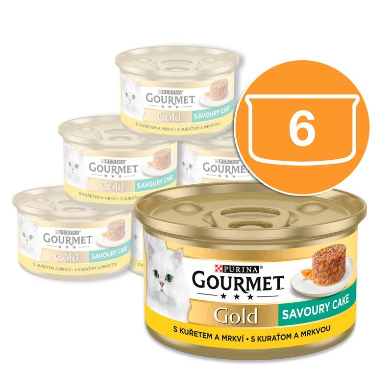 Gourmet Gold Savoury Cake konzerva pre mačky kura 6x85 g
