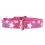 Svietiaci kožen&yacute; obojok s hviezdičkami, ružov&yacute; 30 - 39cm, 20mm