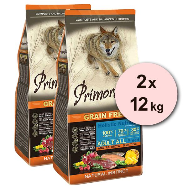 Primordial GF Adult Trout & Duck 2 x 12 kg