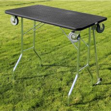 Stôl trimovací skladací s kolieskami 110 x 55 x 60 cm, čierny
