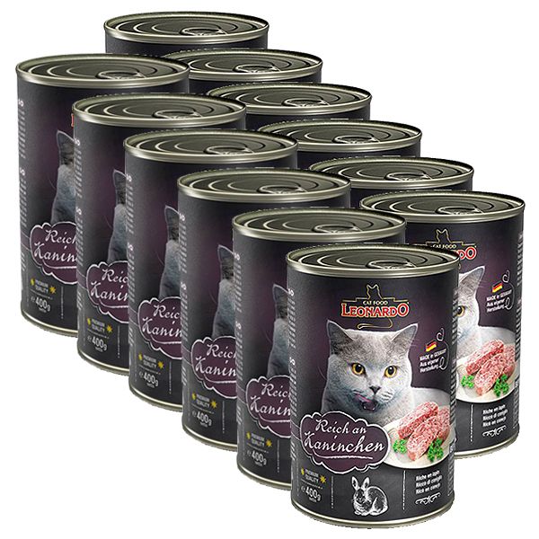 Konzerva pre mačku Leonardo - Králik 12 x 400g