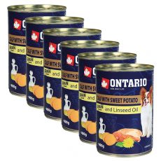 Konzerva ONTARIO Teľacie so sladkým zemiakom a ľanovým olejom – 6 x 400g