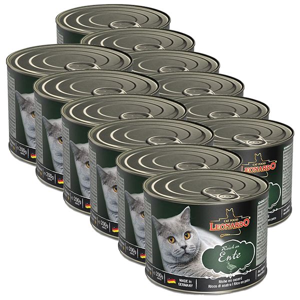 Konzerva pre mačky Leonardo, kačka 12 x 200 g