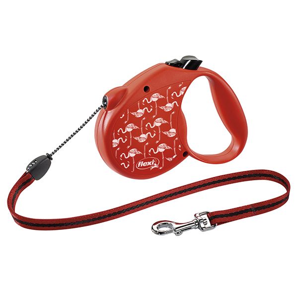 Flexi Standard Flamingo S do 12kg, 5m lanko - červené