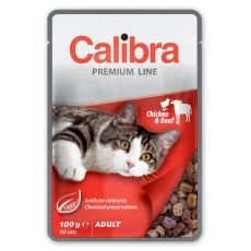 CALIBRA Cat Adult kuracie a hovädzie kúsky v omáčke 100 g