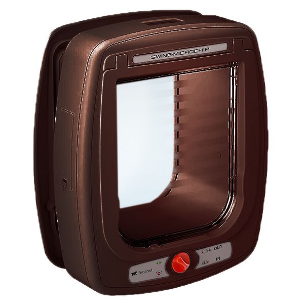 Dvierka pre mačku a psa Ferplast SWING LARGE MICROCHIP - hnedé