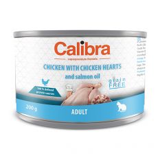 Calibra Cat Adult GF - Kura a kuracie srdcia s lososovým olejom, konzerva 200g