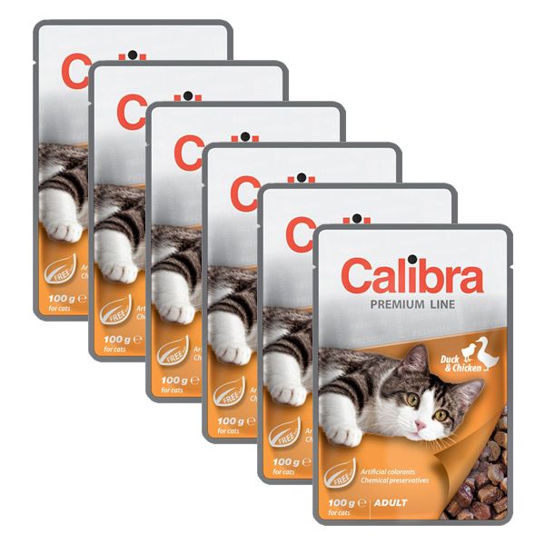 CALIBRA Cat Adult kačacie a kuracie kúsky v omáčke 6 x 100 g