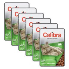 CALIBRA Cat Adult Sterilised kúsky s lososom v omáčke 6 x 100 g