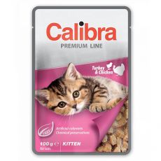 CALIBRA Cat Kitten kuracie a morčacie kúsky v omáčke 100 g