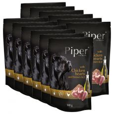 Kapsička Piper Adult s kuracími srdciami a hnedou ryžou 12 x 500 g