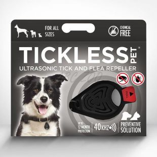 Ultrazvukový odpudzovač kliešťov pre zvieratá TICKLESS PET - čierny