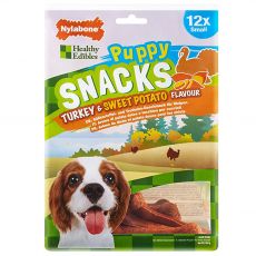Nylabone Edible Snacks Puppy morka & sladké zemiaky S 12 ks
