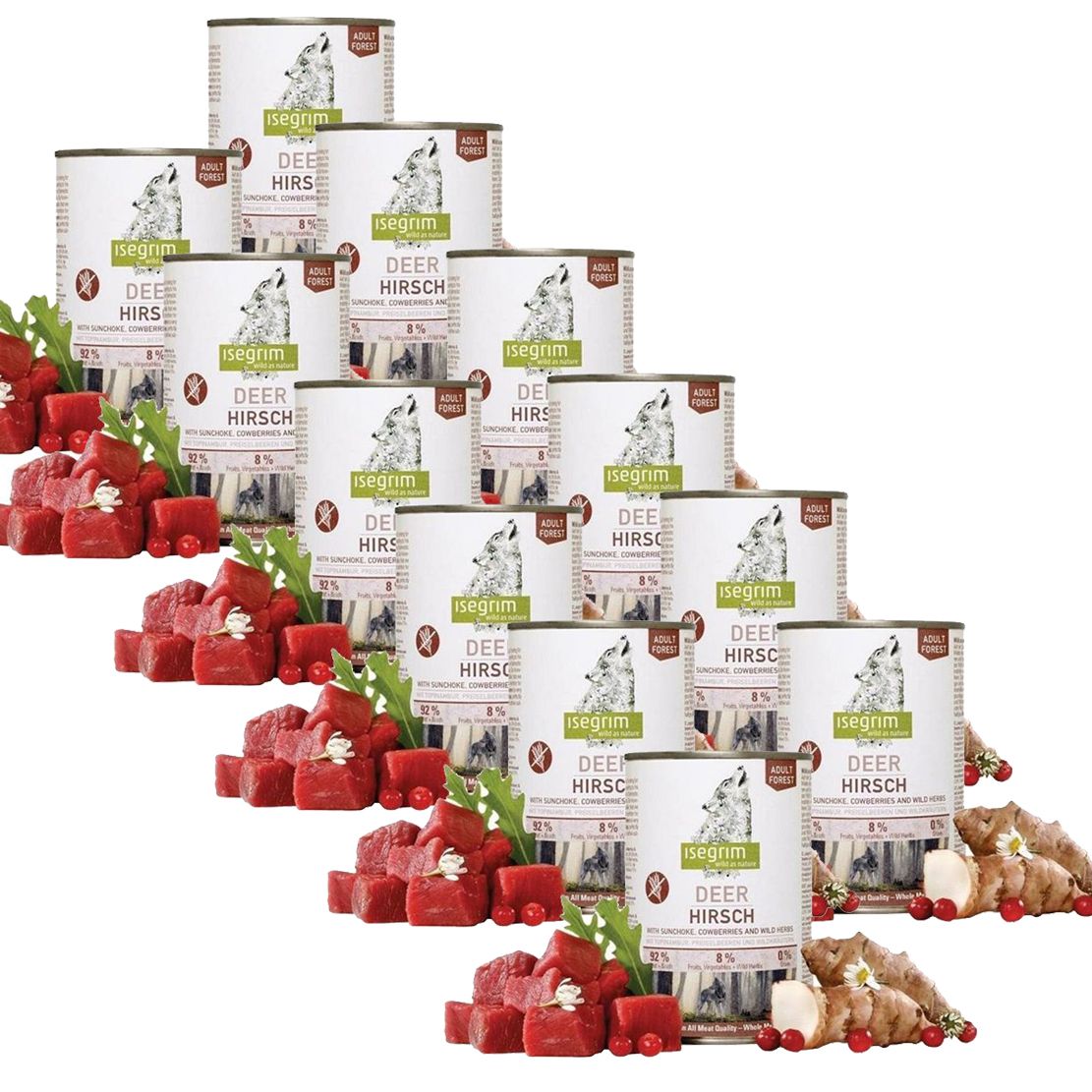 ISEGRIM Adult Forest: Jeleň s topinamburmi, brusnicami a bylinkami 12 x 400 g