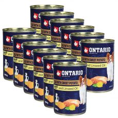 Konzerva ONTARIO Teľacie so sladkým zemiakom a ľanovým olejom – 12 x 400g