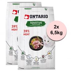 Ontario Cat Sensitive Duck & Lamb 2 x 6,5 kg