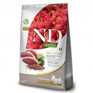 Farmina N&D dog QUINOA (GF) adult mini, neutered, duck, broccoli & asparagus 7 kg