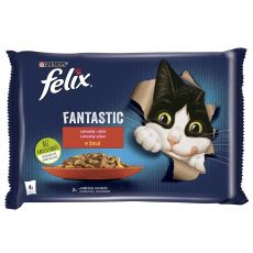 Felix Fantastic kapsičky pre mačky hovädzie, kura v želé 4x85 g | ABC-ZOO