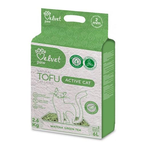 Podstielka pre mačky Velvet Paw Tofu s extraktom zo zeleného čaju 6 l