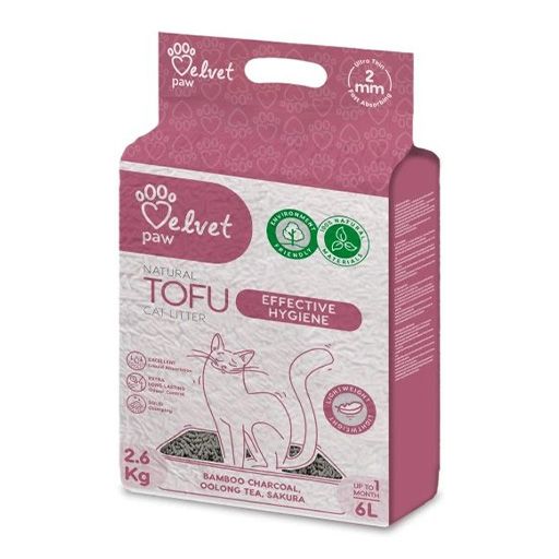 Podstielka pre mačky Velvet Paw Tofu s bambusovým uhlím 6 l