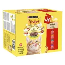 Friskies kapsičky pre mačky kura, hov&auml;dzie, jahňacie, kačica v &scaron;ťave 24x85 g