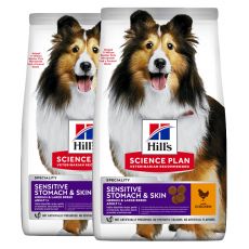 Hill's Science Plan Sensitive Stomach & Skin pre dospelých psov s kuracím 2 x 14 kg