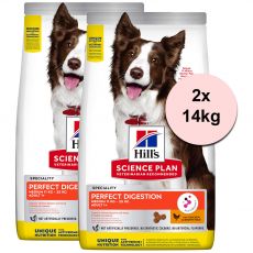 Hill's Science Plan Perfect Digestion pre stredné dospelé psy 2 x 14 kg